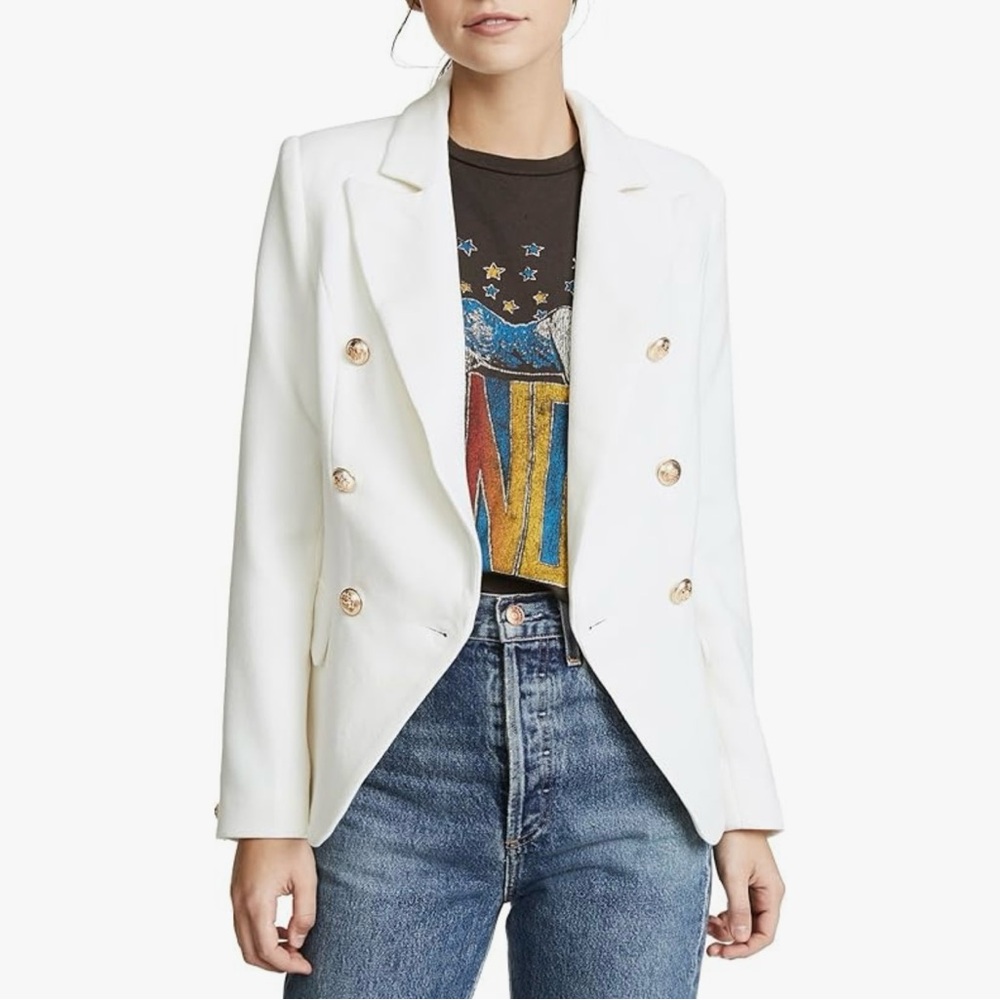 Lioness Elegant Double-Breasted White Blazer size small